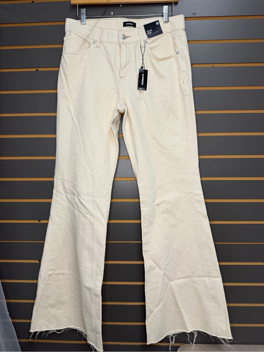Express Cream High-Rise Flared Jeans